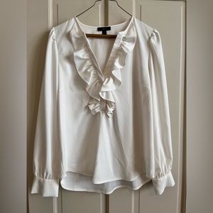 J crew flutter neck blouse